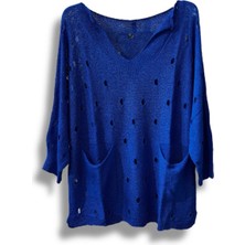 Kadın Merserize Oversize Triko Bluz – Standart Beden (38-48 Uyumlu) – Şık ve Rahat Yazlık Kazak