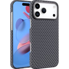 iPhone 17 Pro Ultra Ince Magsafe Destekli Şık Karbon Görünümlü Premium Kapak- Gri
