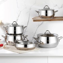 Amboss Moon 10 Parça Çelik Cam Kapaklı Tencere Seti