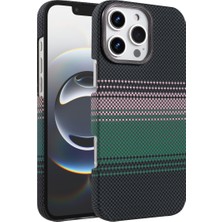 Mobify iPhone 16 Pro Max Kılıf Ince Yapılı ve Karbon Görünümlü Şık Sert Magg Premium Kapak- Yeşil