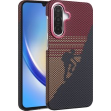 Mobify Samsung Galaxy A17 5g Kılıf Ince Yapılı ve Karbon Görünümlü Şık Sert Magg Premium Kapak- Kırmızı