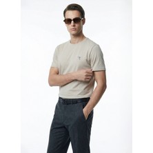Fabrika Bisiklet Yaka Düz Bej Erkek T-Shirt F6SM-TST 2132