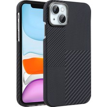 iPhone 14 Ultra Ince Magsafe Destekli Şık Karbon Görünümlü Premium Kapak- Siyah
