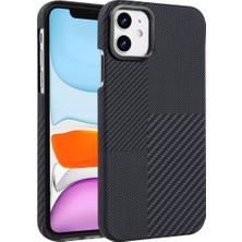Royal Case iPhone 11 Kılf Ince Yapıı Şık Sert Karbon Magsafe Görünümlü Premium Kapak Ryc/vega Magsafe- Siyah