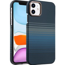 Royal Case iPhone 11 Kılf Ince Yapıı Şık Sert Karbon Magsafe Görünümlü Premium Kapak Ryc/vega Magsafe- Mavi