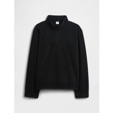 Gap Erkek Çocuk Siyah Relaxed Yarım Fermuarlı Sweatshirt