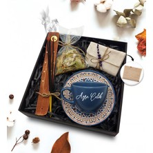 As Gift Kişiye Özel Mavi Fincan & Çubuk Tütsü ve Kayığı & Kesede Mini Sabun & Ihlamur Hediye Seti