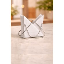 Edora Home Silver Renk Dekoratif Masaüstü Şık Peçetelik, Cafe & Restoran & Otel Pratik Kullanım Amaçlı Peçete Standı