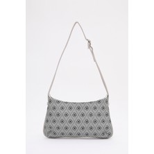SHAKA Monogram Baskılı Gri SHK129 Suni Deri Astarlı Fermuarlı Ayarlanabilir Askılı El, Kol ve Omuz Çantası