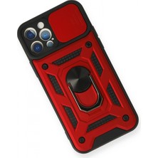 Marsilyan iPhone 12 Pro Kılıf Pars Lens Yüzüklü Silikon - Kırmızı