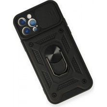 Marsilyan iPhone 12 Pro Kılıf Pars Lens Yüzüklü Silikon - Siyah