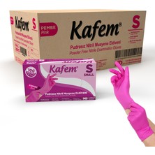 Kafem Pembe Nitril Eldiven Pudrasız (S) 100 Lü x 20 Paket (Koli)