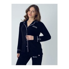 Hello Kitty Lisanslı Önden Düğmeli Uzun Kol Baskılı Pijama Takımı