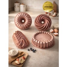 ChefTime Premium 4’lü Kek Kalıbı Seti - Dayanıklı ve Yapışmaz | Rose