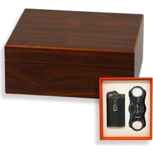 Angelo Cedar Alman Humidor Puro Kutusu Karbon Çakmak Kesici Seti