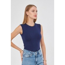 Irmak Kerekli Sıfır Kol Bisiklet Yaka Badi Viskon Likralı Body 109 Lacivert