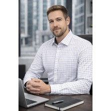 Klasik Uzun Kol Kareli Ofislik Takım Elbiselik Cepli Erkek Gömlek