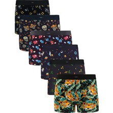 Jiber Erkek 6'lı Karışık Renkler-1 Dijital Baskılı Boxer 291