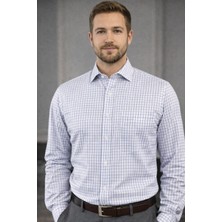 Klasik Uzun Kol Kareli Takım Elbiselik  Ofislik Cepli Erkek Gömlek