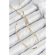 Hkursat Pirinç Zirkon Taşlı Ezme Zincirli Model Gold Renk Y Kolye