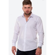 Slim Fit Uzun Kol Takım Elbiselik  Düz Dar Kesim Hediye Kutulu Erkek Gömleği