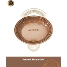 M-Pets Petjoy Flatty Seramik Kedi ve Köpek Mama Kabı 250 ml Kahverengi