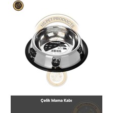 M-Pets Petjoy Catfamily Paslanmaz Çelik Kedi ve Köpek Mama Kabı Medium 610 ml