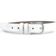 Rakerplus Beyaz Rugan 3 cm  (85-110cm) Erkek Çocuk Klasik Kemer