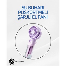 Zenvia Taşınabilir Şarjlı Su Sisi Püskürtmeli Mini El Fanı – 4 Hız Ayarı, Tip-C Şarjlı,