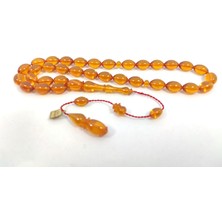 İskeçe Tesbih Ali Baba Usta Eseri 0.6 Şeffaf Delim Eski Alman Zar Kehribarı Sertifikalı 8106