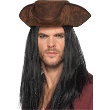 Zenvia Siyah Saçlı Kaptan Korsan Şapkası ZNV2025