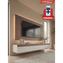 PlatinReyon Purelıne Ledli Duvar Tv Ünitesi 180 cm Ceviz Beyaz