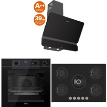 Ferre Mega Plus Serisi 3'lü Cam Ankastre Set (QEP64CS-RS035-D080SA)