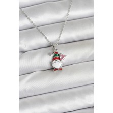 Hkursat 316L Çelik Zincir Gümüş Renk Yılbaşı Teması Kadın Kolye