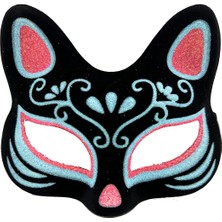 Zenvia Siyah Süet Mavi Kırmızı Simli Kedi Maskesi ZNV2025