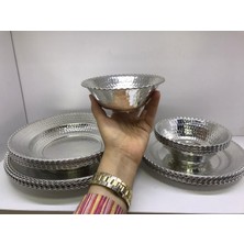 Maraş Bakırcılık - El Dövmesi Desenli Bakır Yemek Takımı Tabak Seti – Şık Sunum ve Servis Seti (23 Parça))