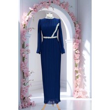 Amine Hüma Sima Abiye Elbise Lacivert