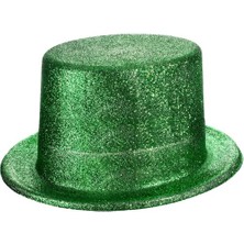 İlk El Grup Ieg™ Yeşil Renk Parıltılı Simli Fötr Silindir Parti Şapkası