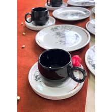 Erbaşlar Dilek Ağacı 18 Parça Tatlı Tabak ve Türk Kahve Fincan Seti , Tatlı Tabağı ( 16 cm )