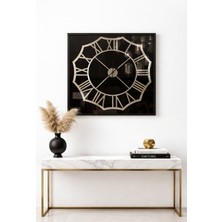 Noya Lighting Saat - Duvar Saati - Siyah Saat - Cam Yüzeyli Saat - Çerçeveli Saat - 100CM*100CM