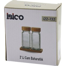 Selfbuysell 2pcs Bambu Kapaklı Cam Tuzluk - Biberlik - Baharatlık 120ML (5324)