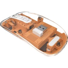 Yollayenilensin Şeffaf Sessiz Kablosuz Mouse – Bluetooth 2.4g Üç Modlu Şarjlı LED Işıklı Ofis Pc Mouse