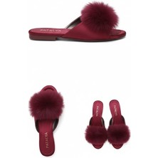 Gc Patalya Bordo Topuksuz Kaztüyü Kadın Terlik 615