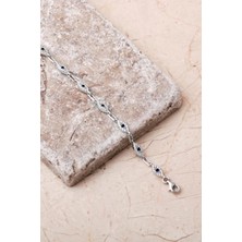 Sümer Telkari 925 Ayar Gümüş Taşlı Sıralı Göz Bileklik 4857