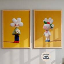 Persona Istanbul Artificial Collection "flower Buds" - Peluş Dokulu 2'li Çocuk Odası Poster Seti (Çerçevesiz)