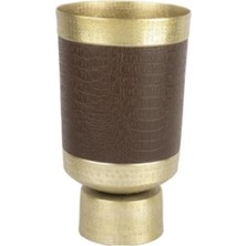 Mikasa Moor Gold Siyah Deri Kaplı Metal Vazo 24X40CM