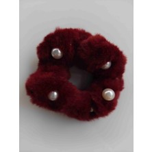 Makmery Peluş Simit  Toka Üzeri Inci Detaylı Bordo
