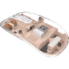 Yollayenilensin Şeffaf Sessiz Kablosuz Mouse – Bluetooth 2.4g Üç Modlu Şarjlı LED Işıklı Ofis Pc Mouse