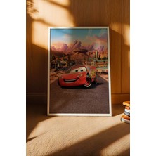 E2 Nova Şimşek Mcqueen Radyatör Kasabası Giriş Çerçeveli Tablo - Lüks Arabalar Serisi Çocuk Odası Duvar Dekoru