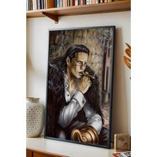 E2 Nova One Piece Sir Crocodile Çerçeveli Tablo - Premium Genç Odası Karizmatik Anime Duvar Dekoru Poster